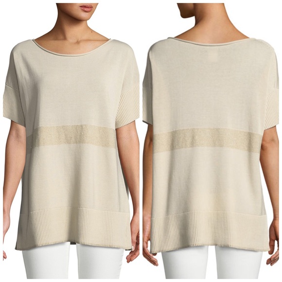 Lafayette 148 New York Tops - Lafayette 148 New York Short-Sleeve Sequin-Striped